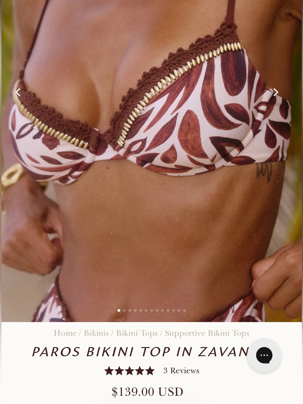 Bydee Paros Bikini Top in Zavanna Hand beaded size XL NWT